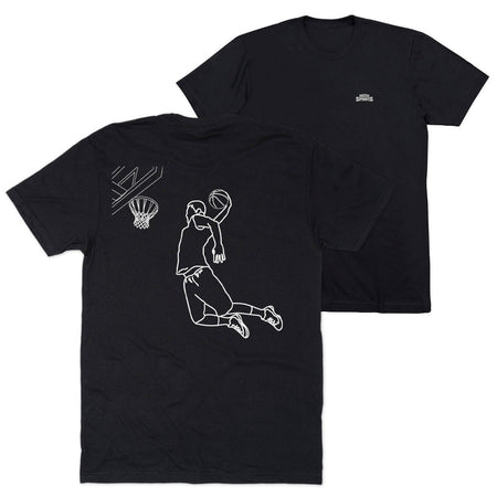 Basketball Short Sleeve T-Shirt - Basketball Player Sketch (Back Design) [Youth X-Large/Black] - SS