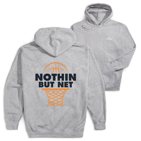 Basketball Hooded Sweatshirt - Nothing But Net (Back Design) [Youth Large/Gray] - SS