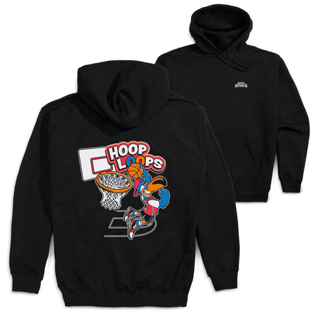Basketball Hooded Sweatshirt - Hoop Loops (Back Design) [Adult Small/Black] - SS