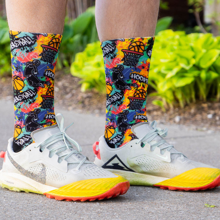 Basketball Graphic Flex Mid-Calf Socks - Graffiti Wall