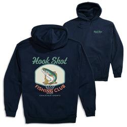Basketball Hooded Sweatshirt - Hook Shot Fishing Club (Back Design) [Navy/Youth Large] - SS