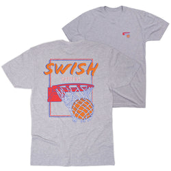 Basketball Short Sleeve T-Shirt - Swish Happens (Back Design) [Gray/Youth Large] - SS
