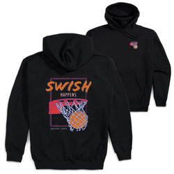 Basketball Hooded Sweatshirt - Swish Happens (Back Design) [Black/Youth Large] - SS