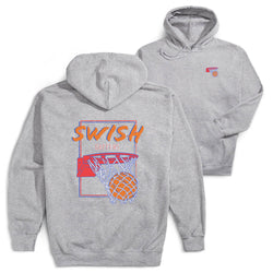 Basketball Hooded Sweatshirt - Swish Happens (Back Design) [Gray/Youth Medium] - SS