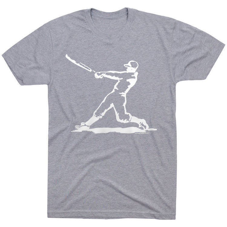 Baseball Tshirt Short Sleeve Baseball Player [Gray/Adult Large] - SS