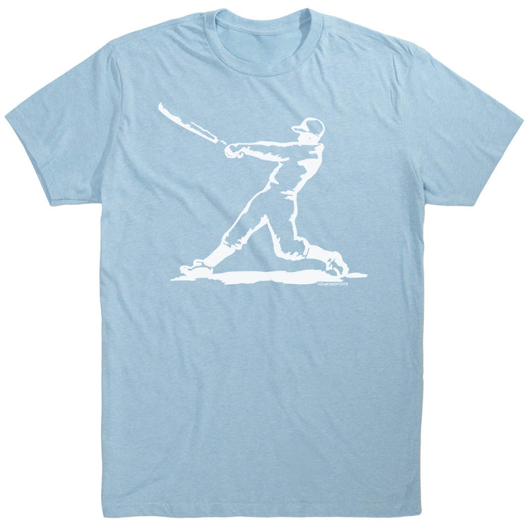 Baseball Tshirt Short Sleeve Baseball Player [Heather Columbia Blue/Youth Small] - SS
