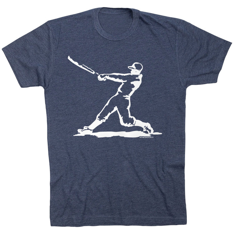 Baseball Tshirt Short Sleeve Baseball Player [Navy/Youth Large] - SS