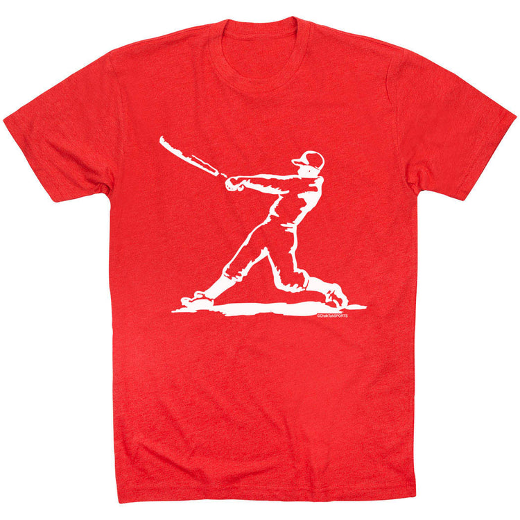 Baseball Tshirt Short Sleeve Baseball Player [Red/Youth Medium] - SS