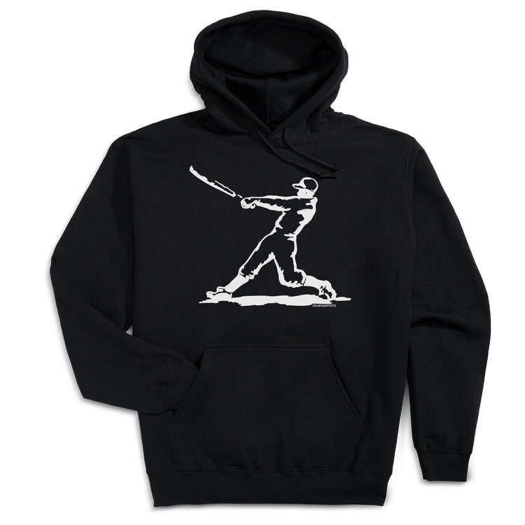 Baseball Hooded Sweatshirt - Baseball Player [Black/Adult Large] - SS