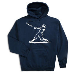 Baseball Hooded Sweatshirt - Baseball Player [Navy/Youth Large] - SS