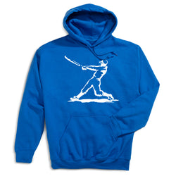 Baseball Hooded Sweatshirt - Baseball Player [Royal/Youth Large] - SS