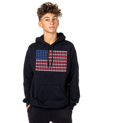 Baseball Hooded Sweatshirt - Patriotic Baseball [Black/Adult Small] - SS