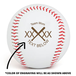 Baseball Team Mom Crossed Bats Laser Engraved Baseball