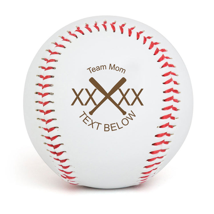 Baseball Team Mom Crossed Bats Laser Engraved Baseball