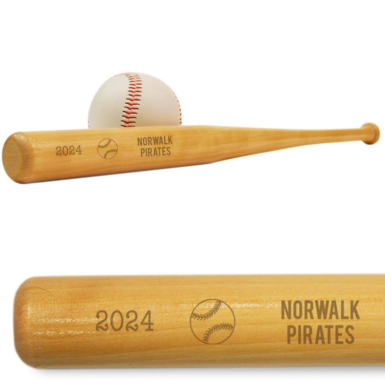 Team Name, Season and Date Mini Engraved Baseball Bat