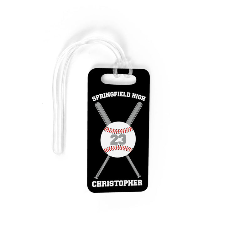 Baseball Bag/Luggage Tag - Personalized Baseball Team with Crossed Bat