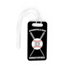 Baseball Bag/Luggage Tag - Personalized Baseball Team with Crossed Bat