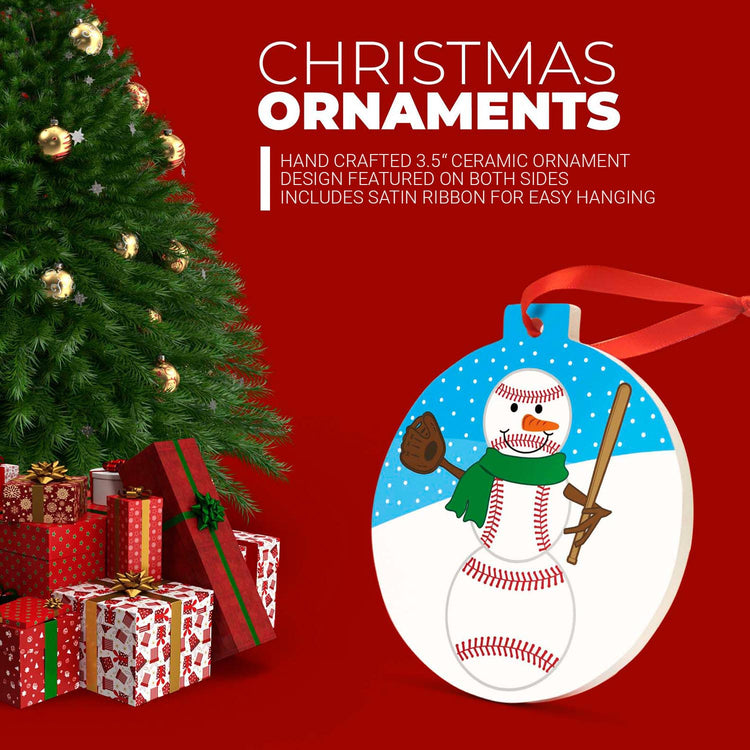 CTS Baseball Round Ceramic Ornament - Baseball Snowman