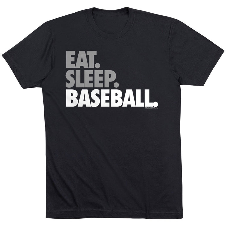 Baseball Tshirt Short Sleeve Eat Sleep Baseball Bold Text [Black/Youth X-Large] -SS