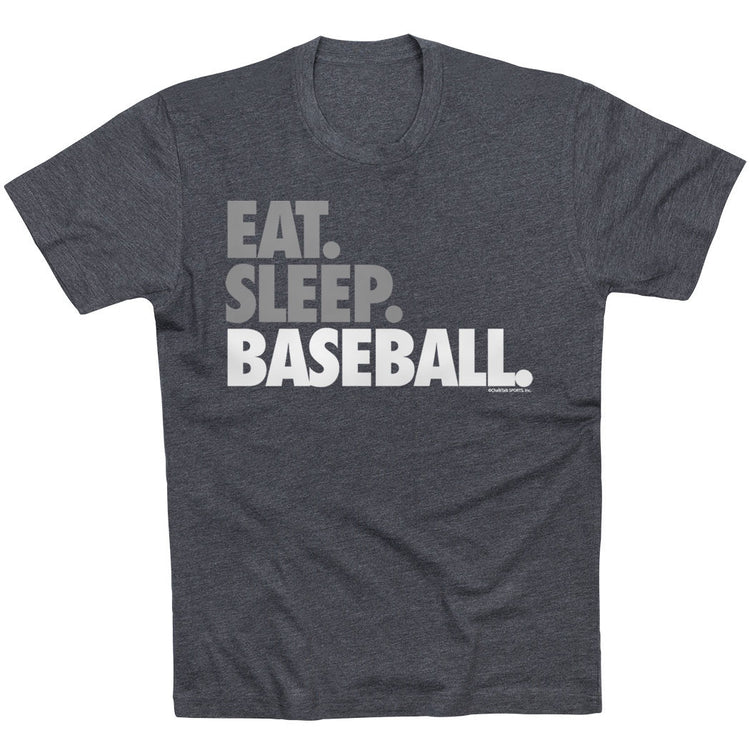 Baseball Tshirt Short Sleeve Eat Sleep Baseball Bold Text [Youth Large/Charcoal] - SS