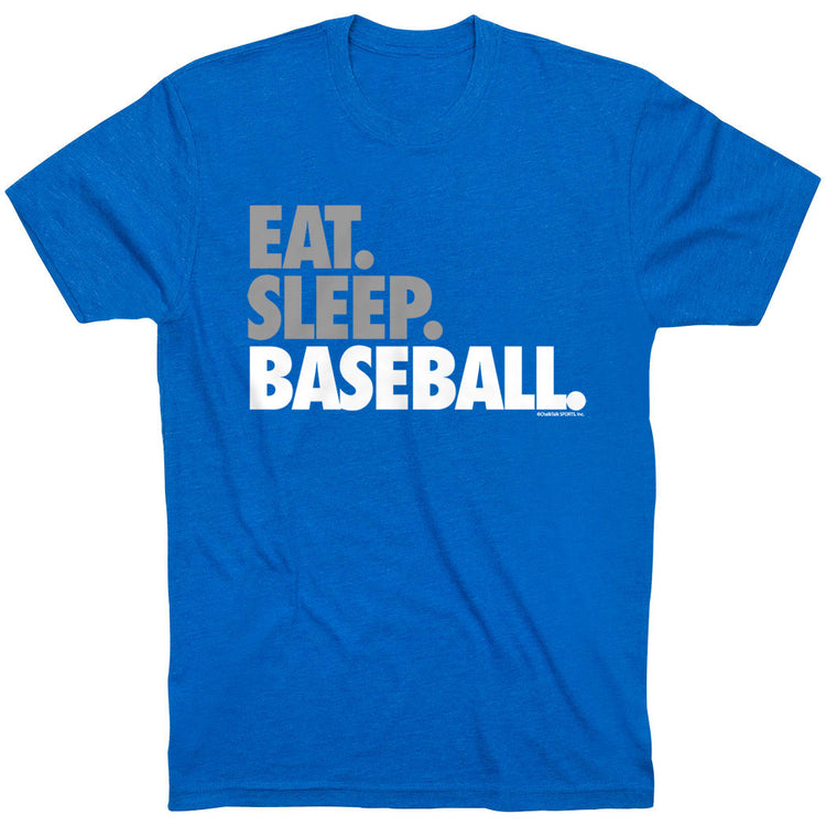 Baseball Tshirt Short Sleeve Eat Sleep Baseball Bold Text [Royal/Youth Medium] - SS