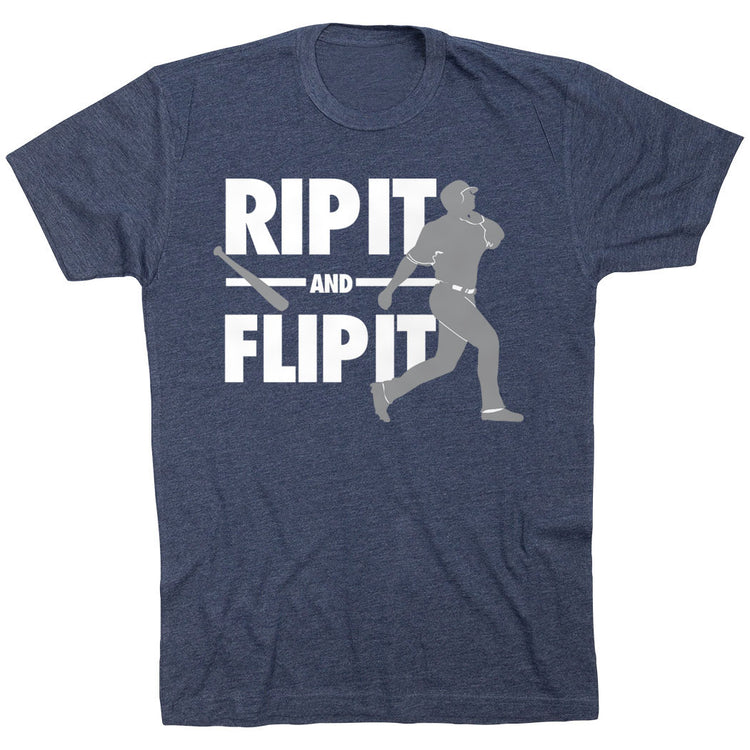 Baseball Tshirt Short Sleeve Rip It Flip It [Adult Medium/Navy] - SS