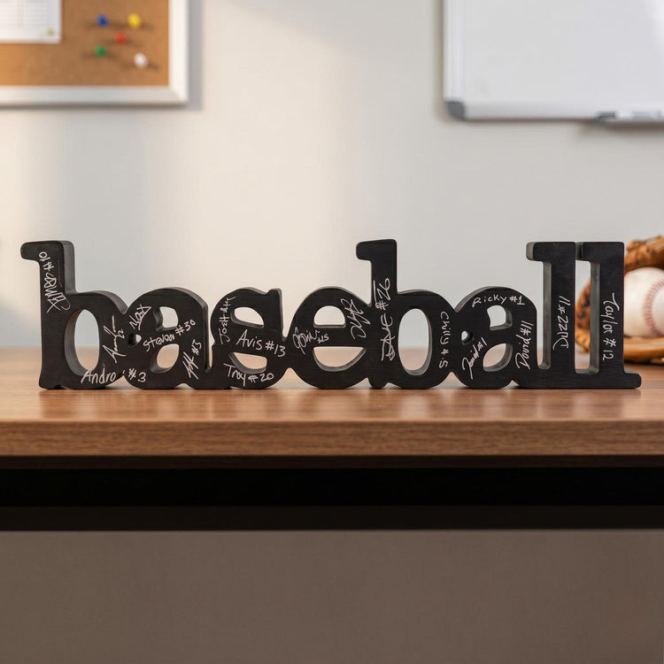 Baseball Wood Words Ready for Team to Autograph