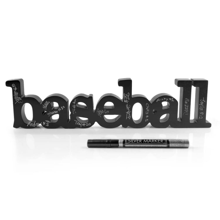 Baseball Wood Words Ready for Team to Autograph