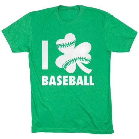 Baseball Short Sleeve T-Shirt - I Shamrock Baseball [Adult Medium/Green] - SS