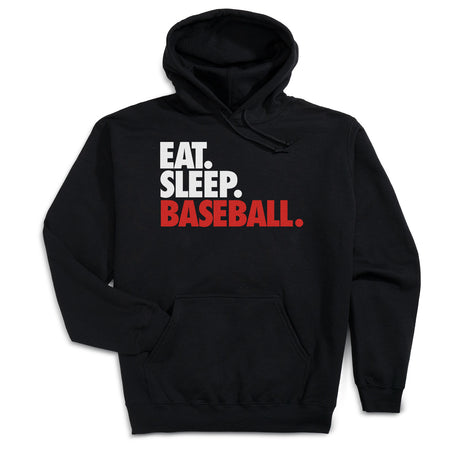 Baseball Hooded Sweatshirt - Eat. Sleep. Baseball. [Black/Adult Medium] -SS