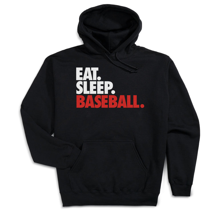 Baseball Hooded Sweatshirt - Eat. Sleep. Baseball. [Black/Adult Medium] -SS