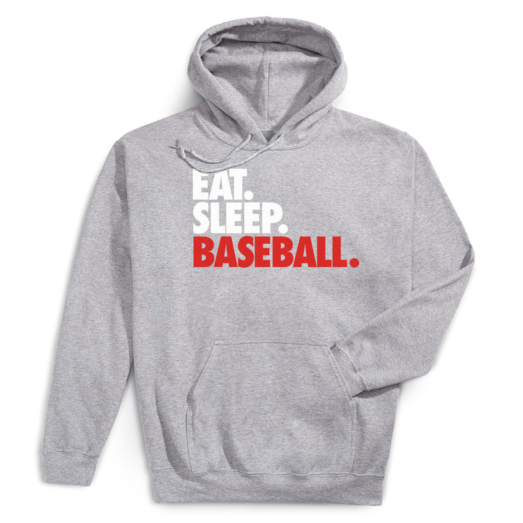 Baseball Hooded Sweatshirt - Eat. Sleep. Baseball. [Gray/Adult Medium] - SS