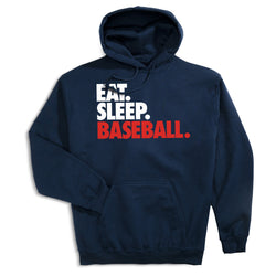 Baseball Hooded Sweatshirt - Eat. Sleep. Baseball. [Navy/Adult Medium] -SS