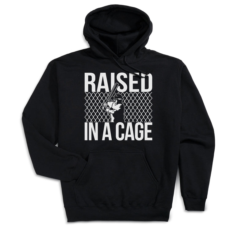 Baseball Hooded Sweatshirt - Raised In a Cage [Black/Adult Large] - SS