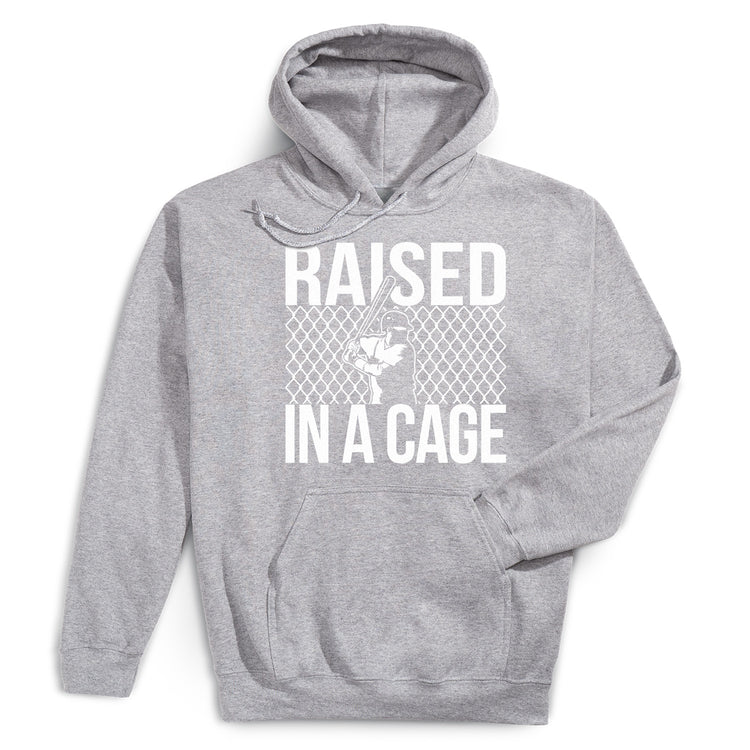 Baseball Hooded Sweatshirt - Raised In a Cage [Adult Medium/Gray] - SS