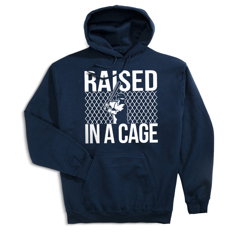 Baseball Hooded Sweatshirt - Raised In a Cage [Adult Large/Navy] - SS