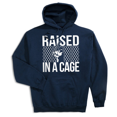 Baseball Hooded Sweatshirt - Raised In a Cage [Adult Large/Navy] - SS