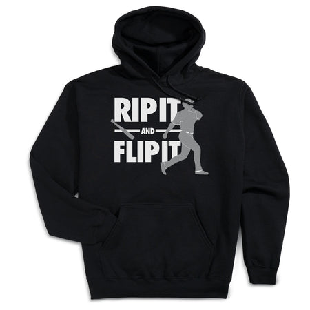 Baseball Hooded Sweatshirt - Rip It Flip It [Black/Adult Large] - SS