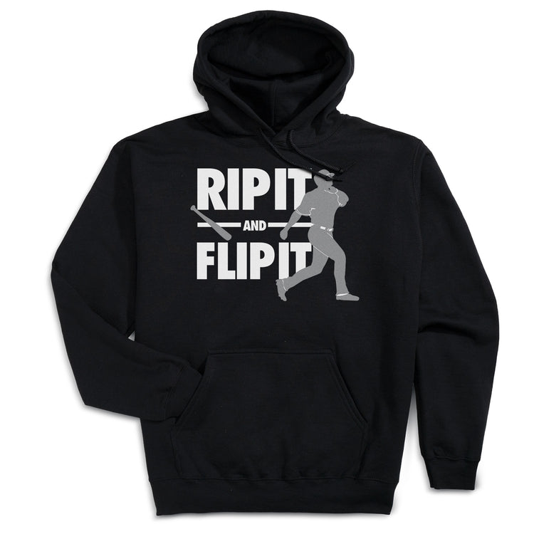 Baseball Hooded Sweatshirt - Rip It Flip It [Black/Adult Large] - SS