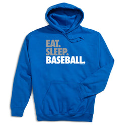 Baseball Hooded Sweatshirt - Eat Sleep Baseball Bold Text [Adult Small/Royal] - SS
