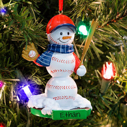 Baseball Ornament - Baseball Snowman