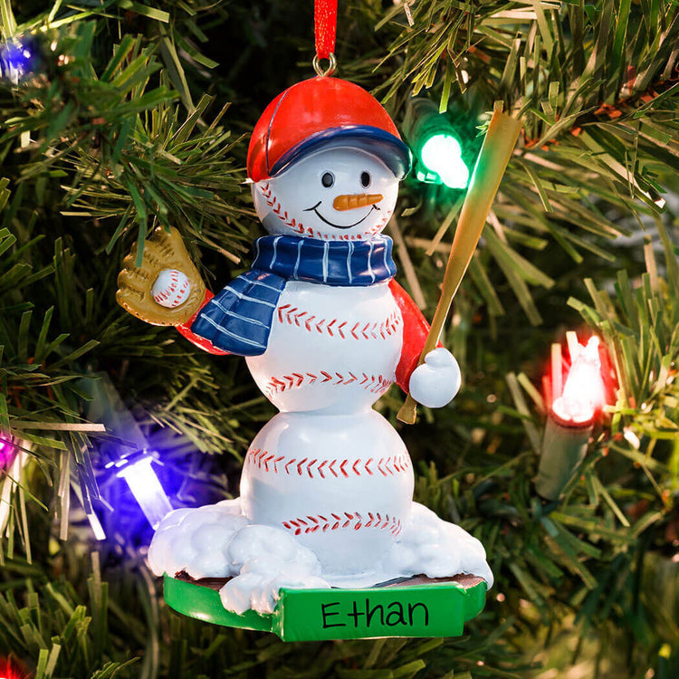 Baseball Ornament - Baseball Snowman