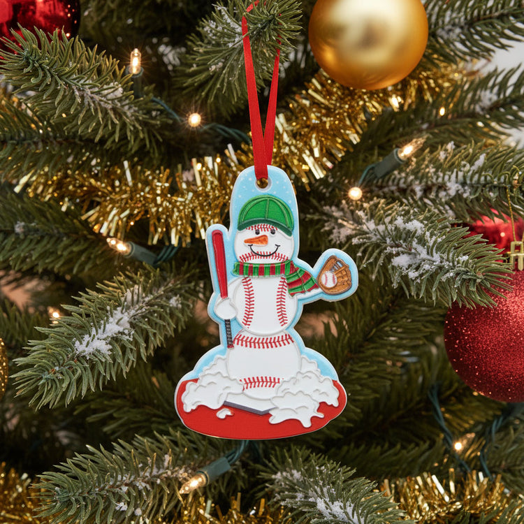 Baseball Ornament - Baseball Snowman