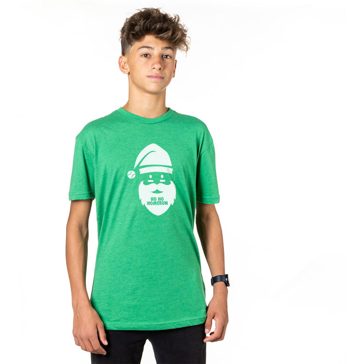 Baseball Short Sleeve T-Shirt - Ho Ho Homerun [Green/Youth Large] - SS
