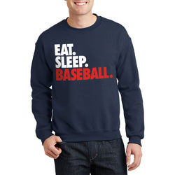 Baseball Crewneck Sweatshirt - Eat Sleep Baseball Bold [Navy/Youth Medium] - SS