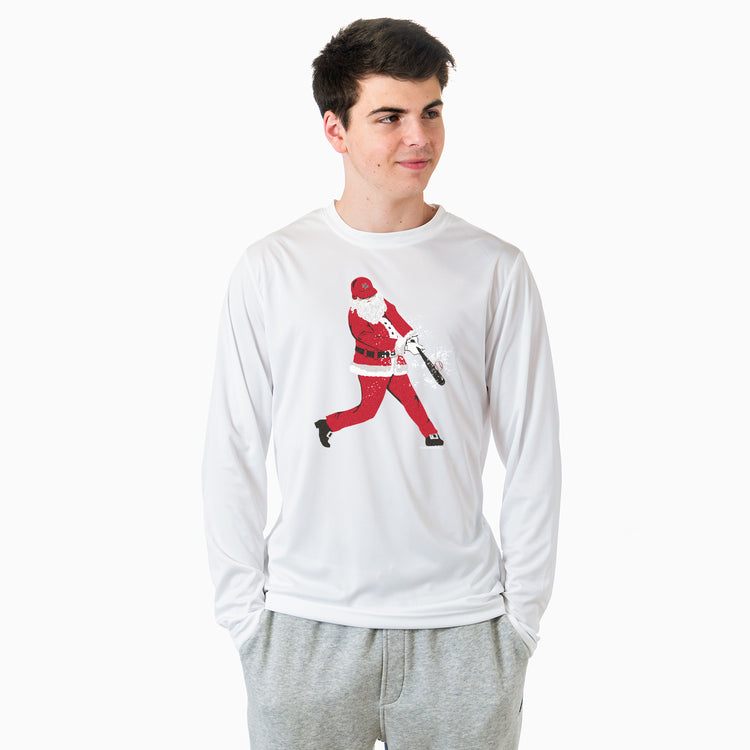 Baseball Long Sleeve Performance Tee - Home Run Santa