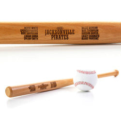 Engraved Mini Baseball Bat - Team Name With Roster