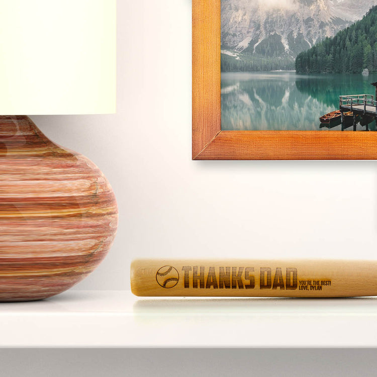 Engraved Mini Baseball Bat - Thanks Dad