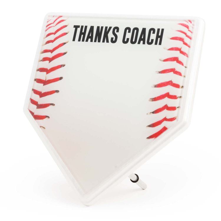 Premier Wooden Baseball Home Plate Plaque - Thanks Coach