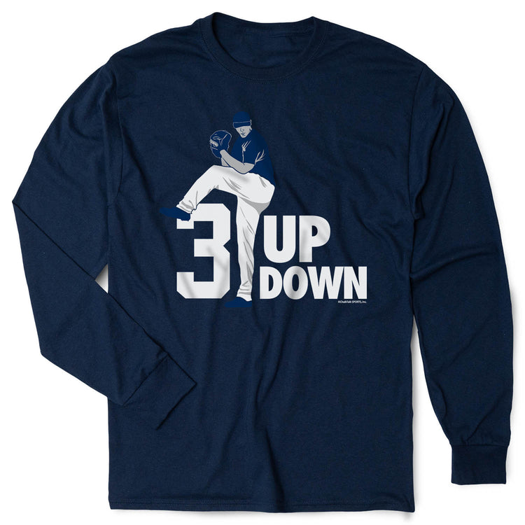 Baseball Tshirt Long Sleeve - 3 Up 3 Down [Navy/Adult Small] - SS